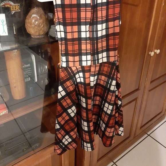 Blood Orange Plaid Dress - Picture 3 of 4